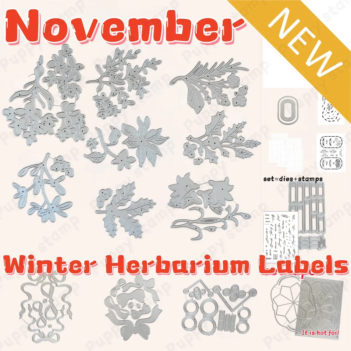 Winter Clothing Label - Etiquetas de herbario de invierno, troqueles