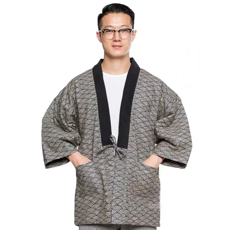 Traditional Winter Japanese Clothing - Chaqueta Hanten 2025 para Hombre, Acolchada