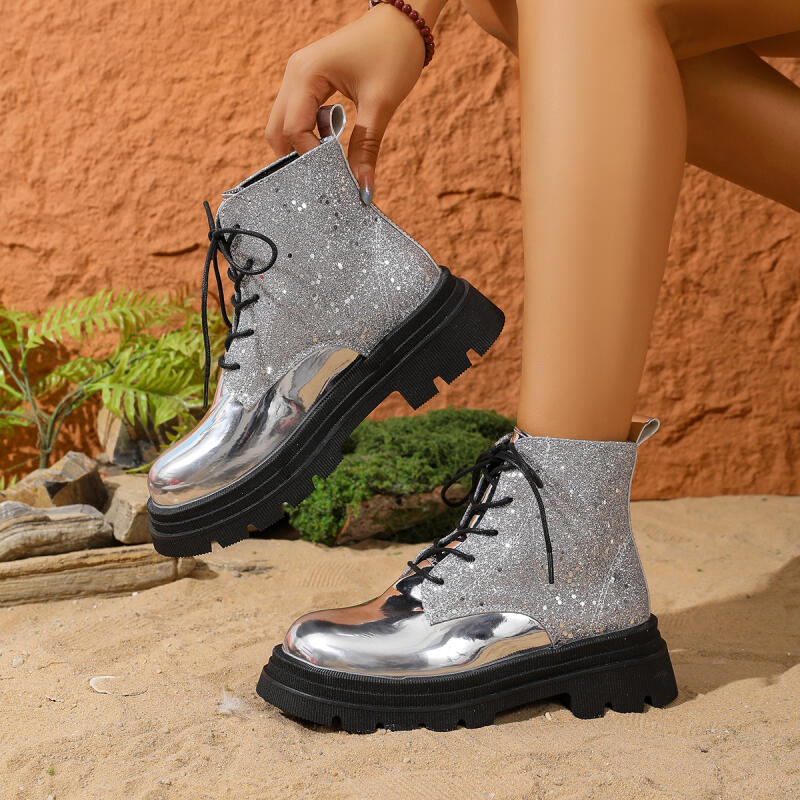 Winter Cloth - Botines de lujo con purpurina plateada