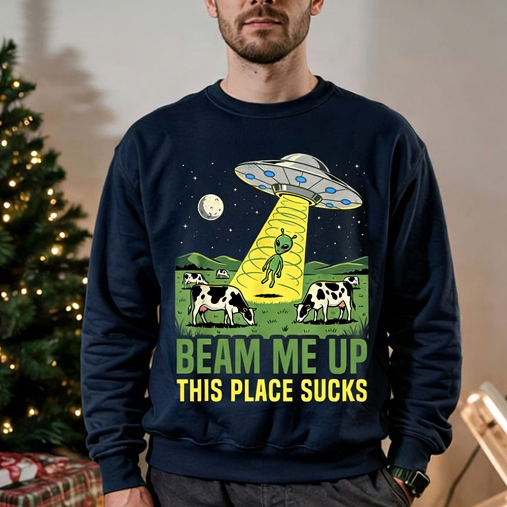 Beam Me Up This Place-Sudadera - Winter Clothing Quotes reseña y precio