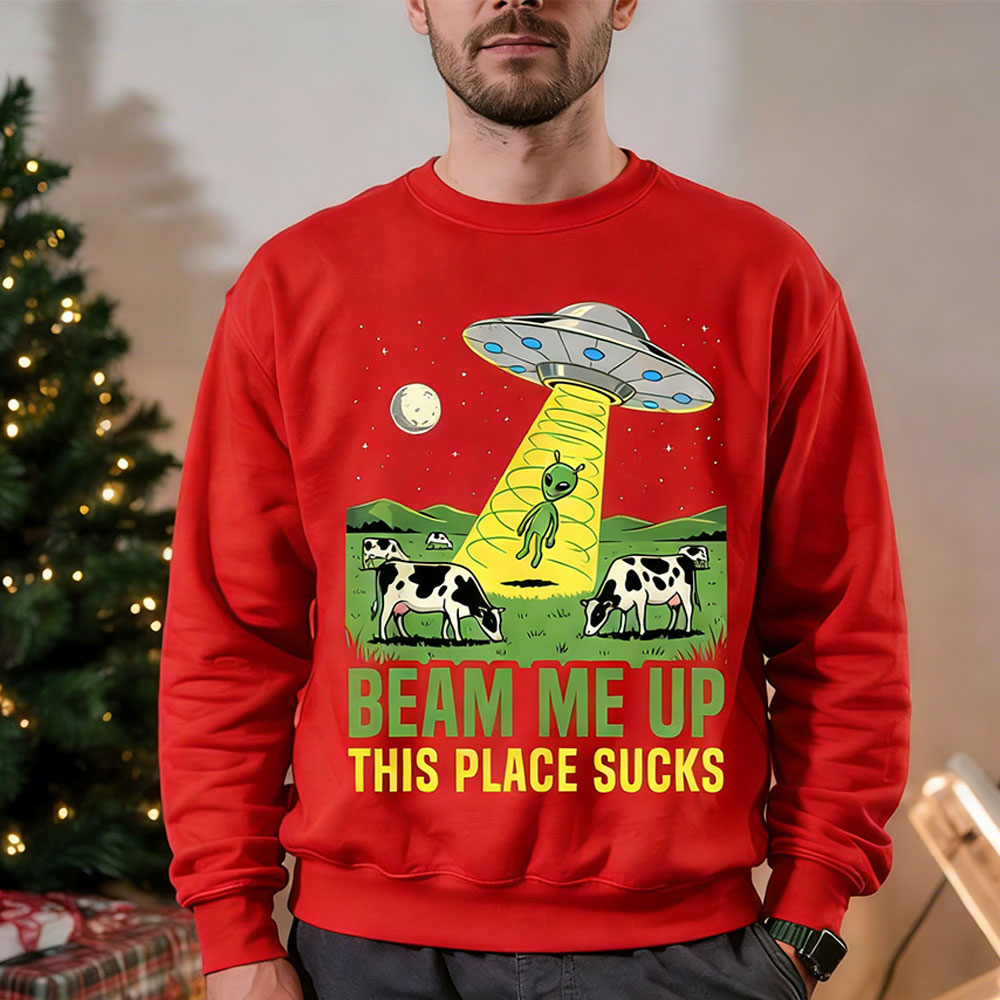 Beam Me Up This Place-Sudadera - Winter Clothing Quotes reseña y precio
